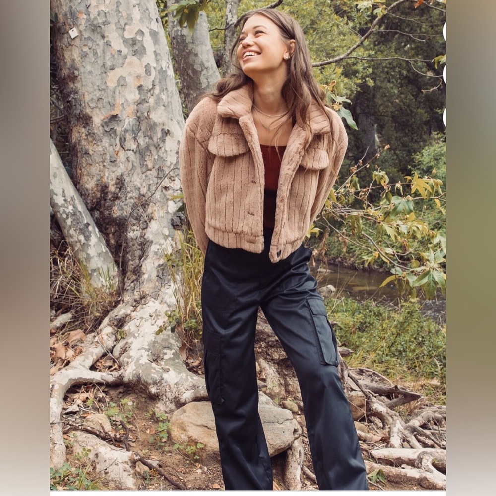 NWT Faux fur button up jacket